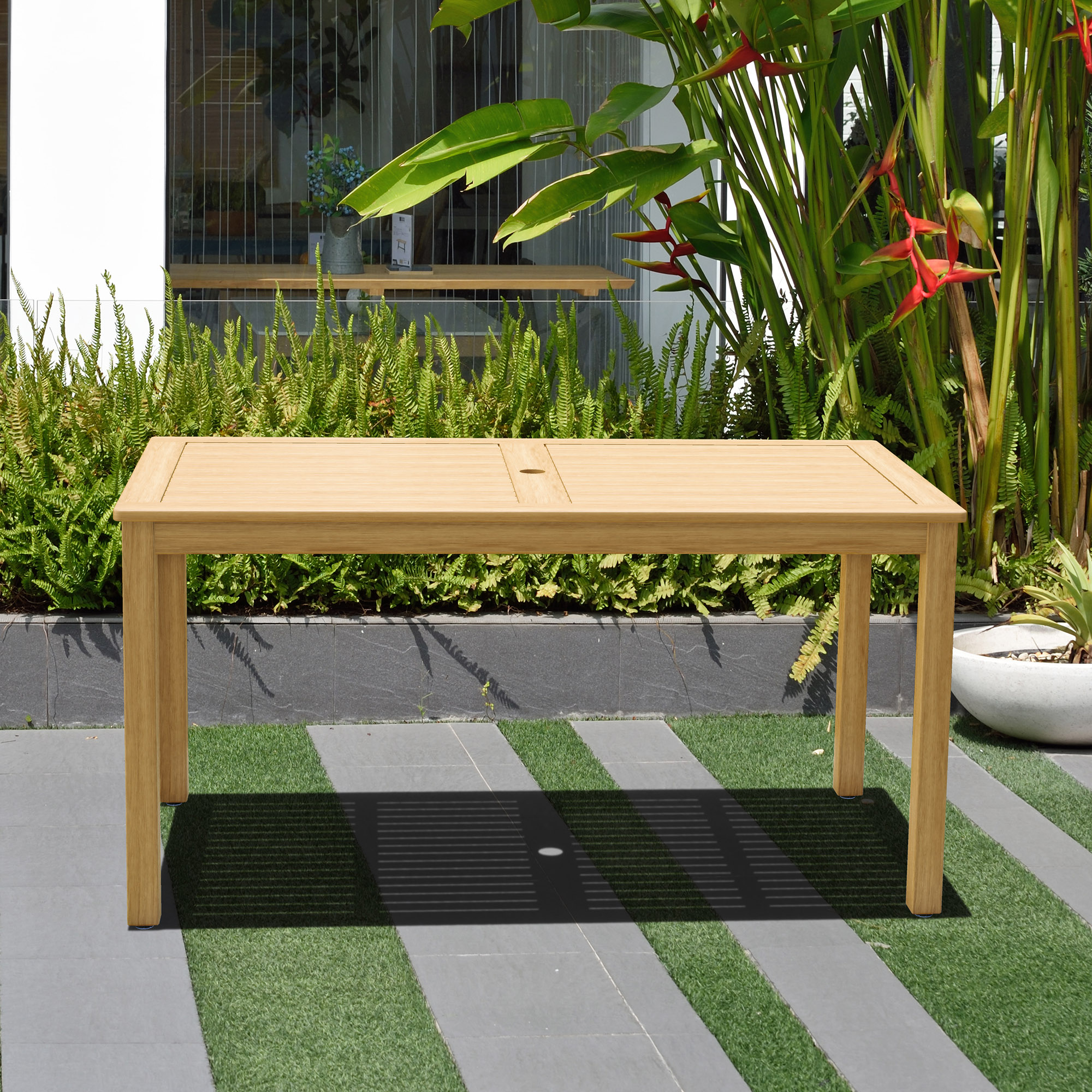 Tulum 5-Pc Outdoor Eucalyptus Rectangular Dining Set, Natural/Black 3 Tulum 5-Pc Outdoor Eucalyptus Rectangular Dining Set, Natural/Black