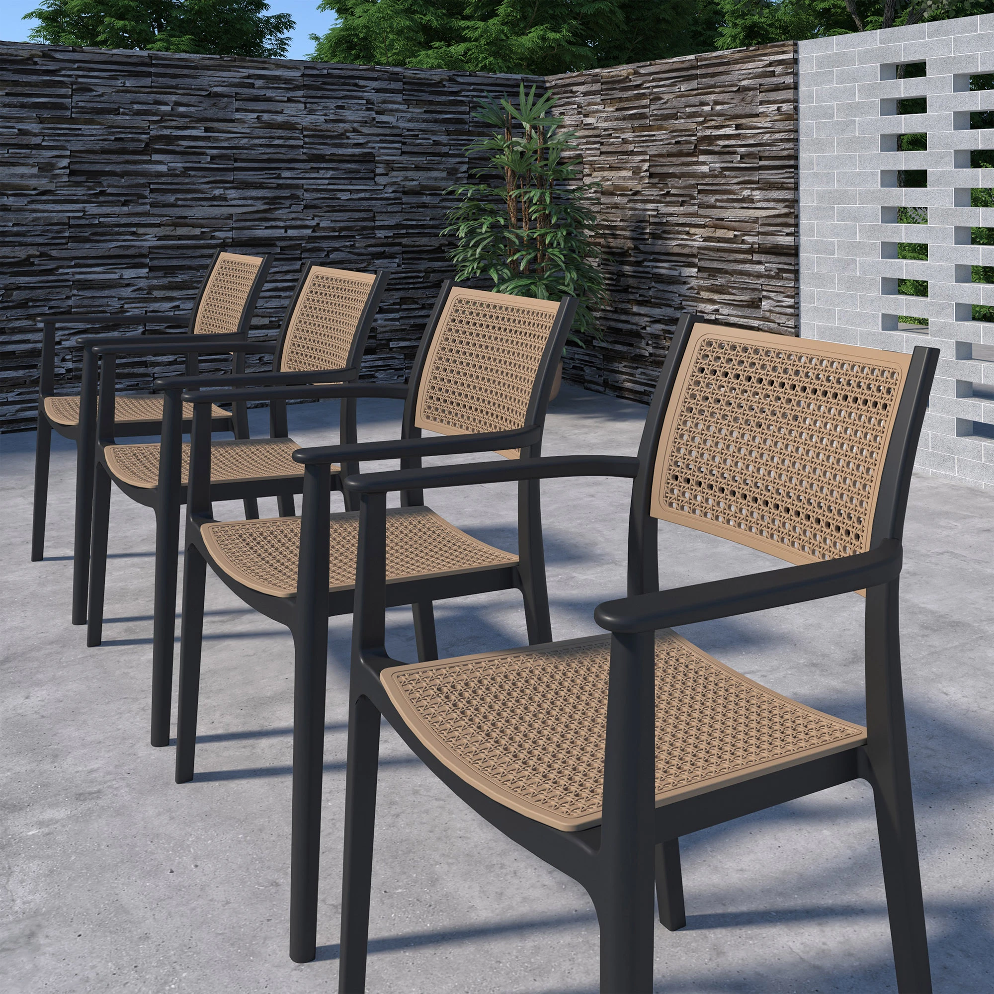 Tulum 5-Pc Outdoor Eucalyptus Rectangular Dining Set, Natural/Black 8 Tulum 5-Pc Outdoor Eucalyptus Rectangular Dining Set, Natural/Black