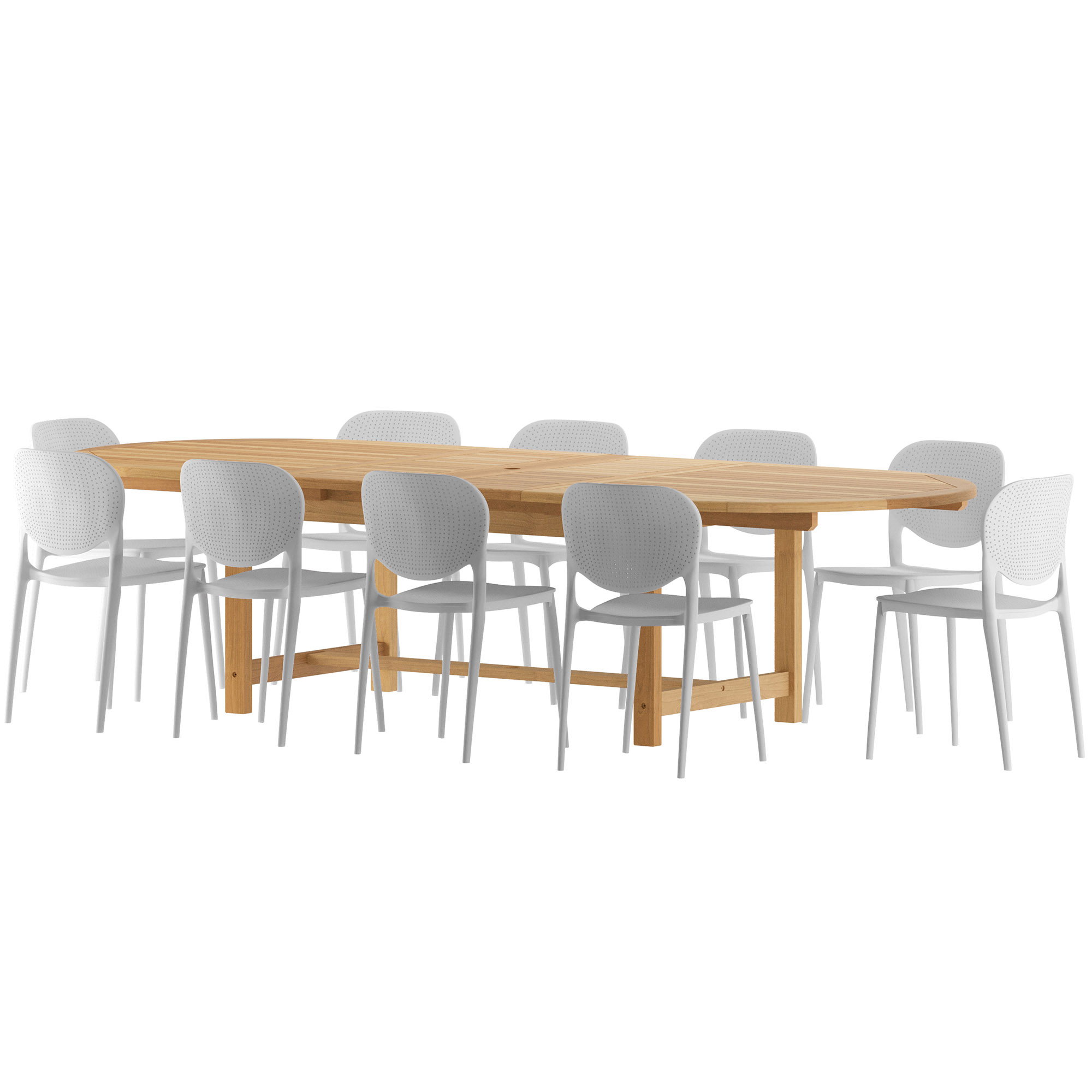 Astor 11-Pc Oval Deluxe Extension Outdoor Teak Dining Set