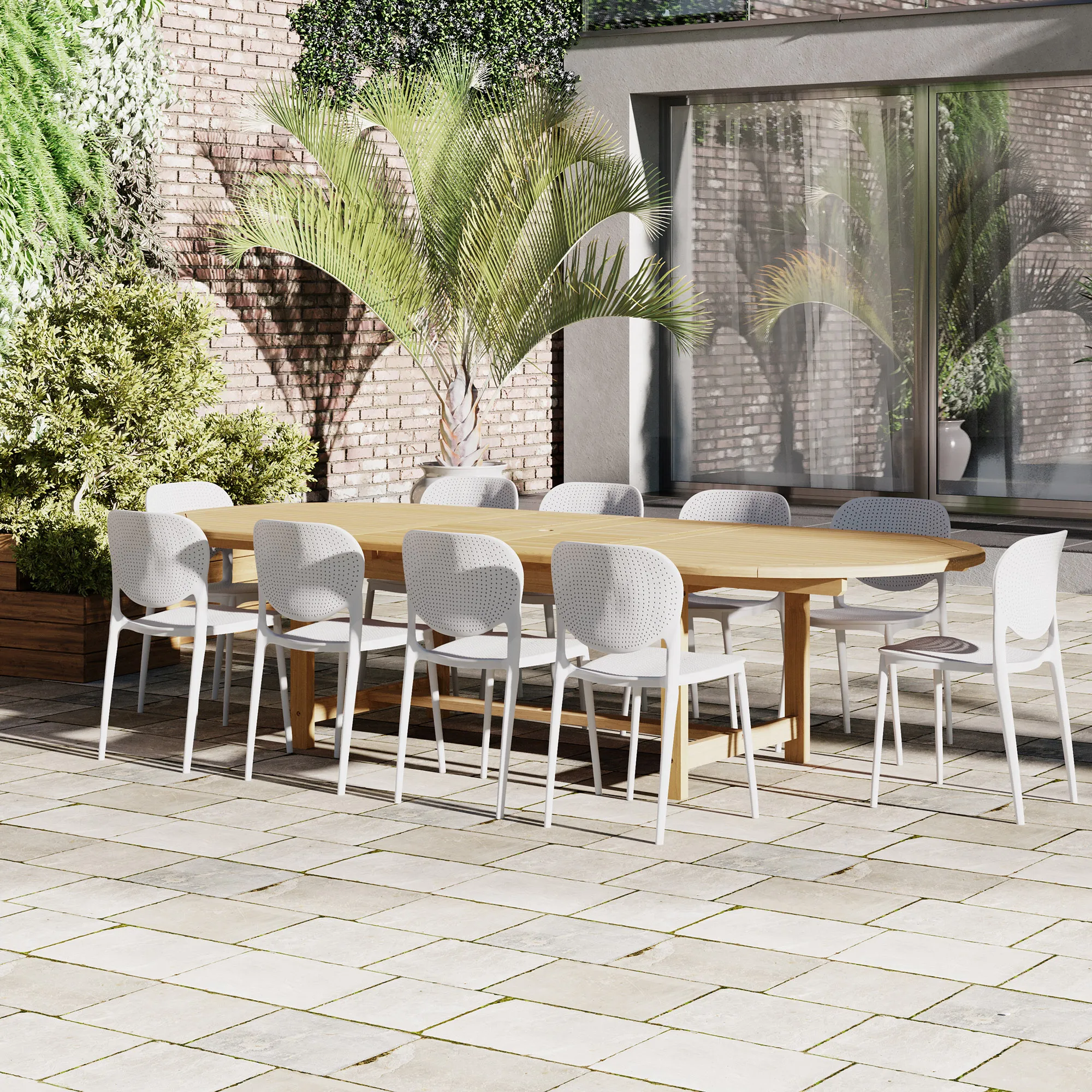 Astor 11-Pc Oval Deluxe Extension Outdoor Teak Dining Set 2 Astor 11-Pc Oval Deluxe Extension Outdoor Teak Dining Set