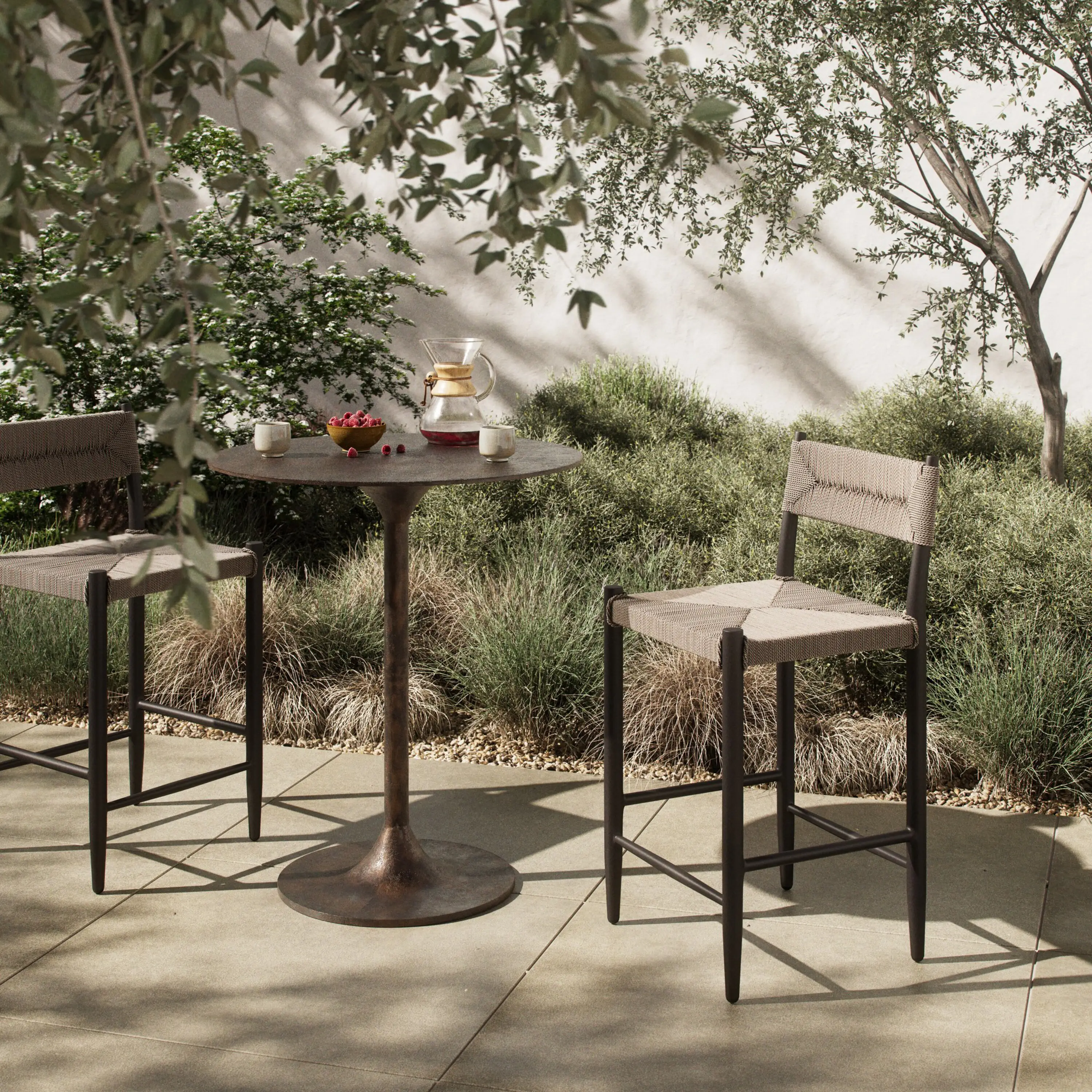Mabel Outdoor Wicker/Iron Counter Stool, Textured Dune 2 Mabel Outdoor Wicker/Iron Counter Stool, Textured Dune