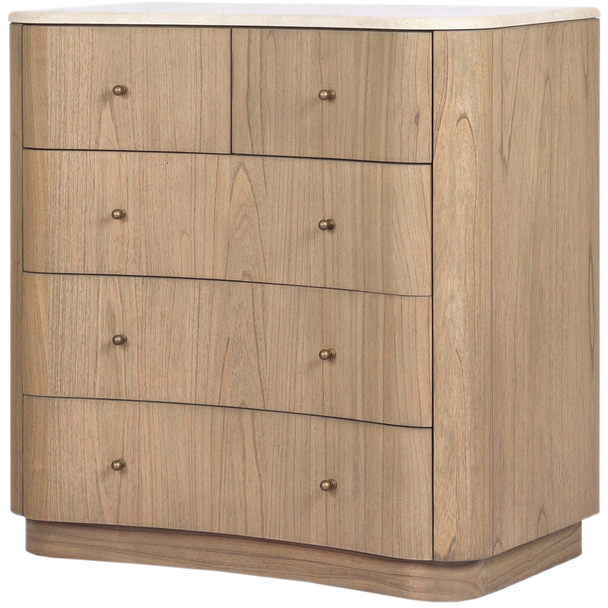 Nevi 5-Drawer Marble Top Chest, Sandy Mindi/Cream 1 Nevi 5-Drawer Marble Top Chest, Sandy Mindi/Cream