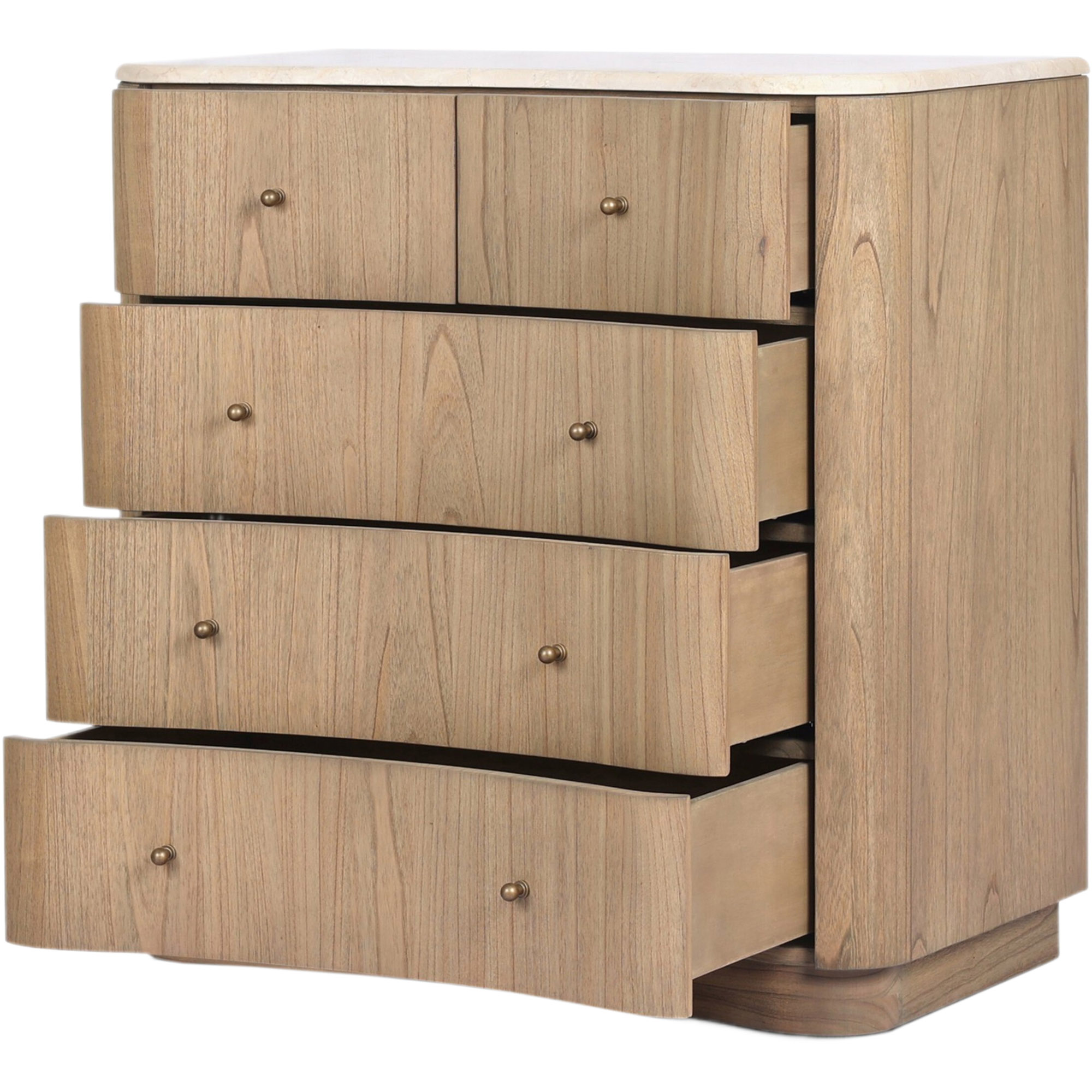 Nevi 5-Drawer Marble Top Chest, Sandy Mindi/Cream 5 Nevi 5-Drawer Marble Top Chest, Sandy Mindi/Cream