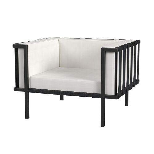 Nyxara Outdoor Club Chair, Black/White Sunbrella 1 Nyxara Outdoor Club Chair, Black/White Sunbrella