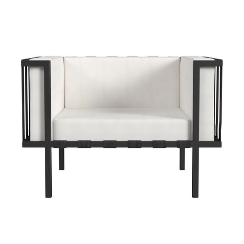Nyxara Outdoor Club Chair, Black/White Sunbrella 3 Nyxara Outdoor Club Chair, Black/White Sunbrella