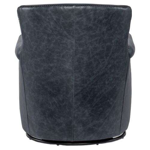Swivel Leather Club Chair, Navy 2 Swivel Leather Club Chair, Navy