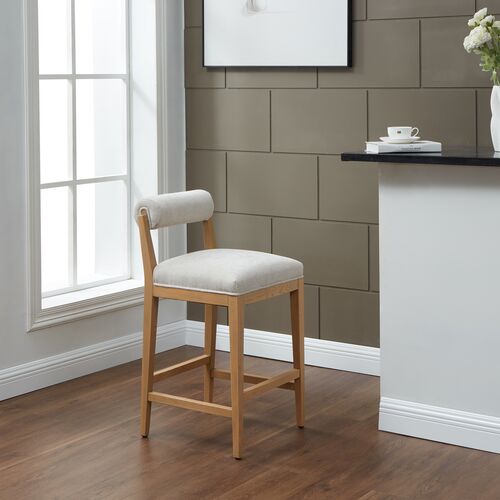 Opaline Rolled Back Counter Stool, Taupe/Natural 3 Opaline Rolled Back Counter Stool, Taupe/Natural