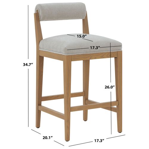 Opaline Rolled Back Counter Stool, Taupe/Natural 6 Opaline Rolled Back Counter Stool, Taupe/Natural