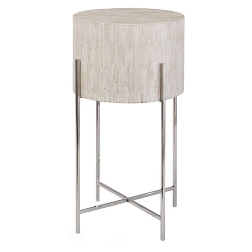 Drum Bone Side Table, Natural/Polished Nickel 1 Drum Bone Side Table, Natural/Polished Nickel
