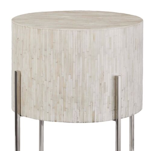 Drum Bone Side Table, Natural/Polished Nickel 3 Drum Bone Side Table, Natural/Polished Nickel