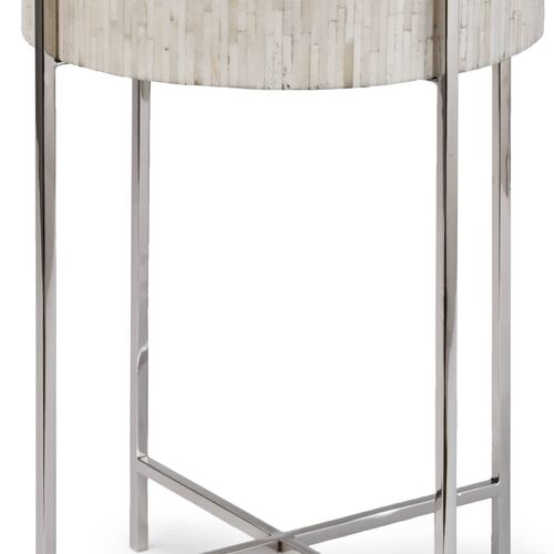 Drum Bone Side Table, Natural/Polished Nickel 5 Drum Bone Side Table, Natural/Polished Nickel