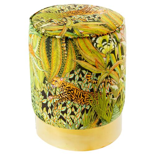 Sabie Forest Pouf, Green/Orange 1 Sabie Forest Pouf, Green/Orange