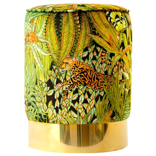 Sabie Forest Pouf, Green/Orange 2 Sabie Forest Pouf, Green/Orange