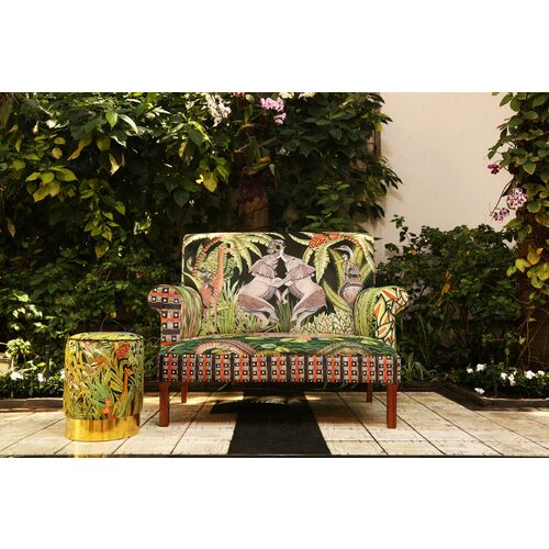 Sabie Forest Pouf, Green/Orange 5 Sabie Forest Pouf, Green/Orange