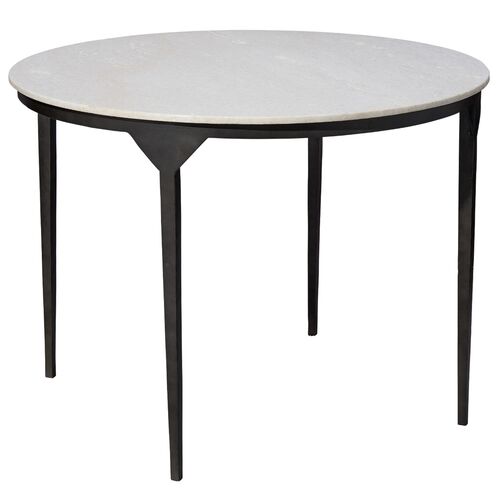 Dante Round Marble Dining Table, White/Black 1 Dante Round Marble Dining Table, White/Black