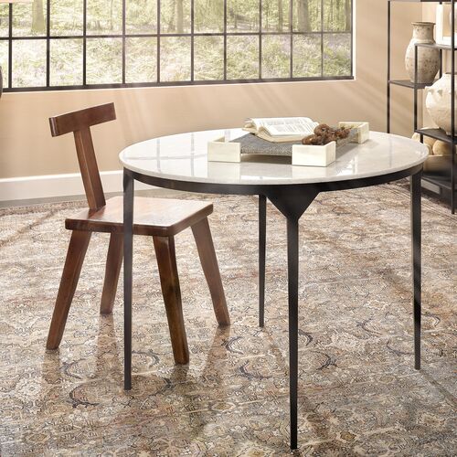 Dante Round Marble Dining Table, White/Black 2 Dante Round Marble Dining Table, White/Black