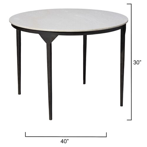 Dante Round Marble Dining Table, White/Black 4 Dante Round Marble Dining Table, White/Black