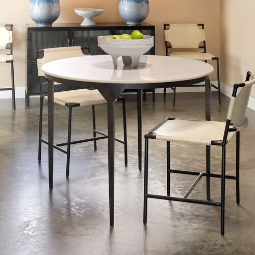 Dante Round Marble Dining Table, White/Black 5 Dante Round Marble Dining Table, White/Black