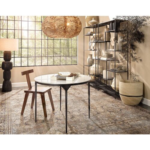 Dante Round Marble Dining Table, White/Black 6 Dante Round Marble Dining Table, White/Black