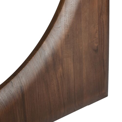 Geometric Round Teak Dining Table, Brown 4 Geometric Round Teak Dining Table, Brown