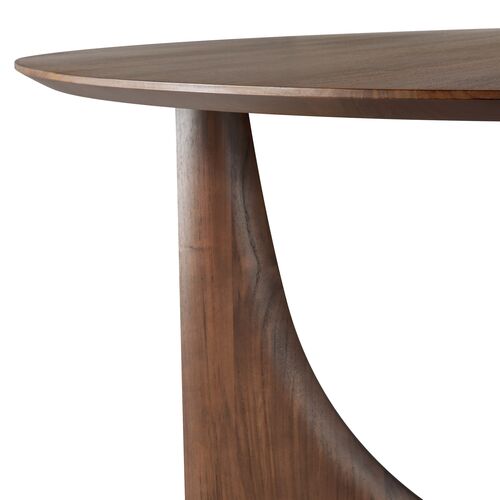 Geometric Round Teak Dining Table, Brown 5 Geometric Round Teak Dining Table, Brown