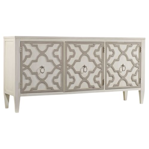 Melange Miranda Quatrefoil Credenza, White 1 Melange Miranda Quatrefoil Credenza, White