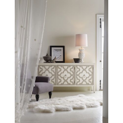 Melange Miranda Quatrefoil Credenza, White 3 Melange Miranda Quatrefoil Credenza, White