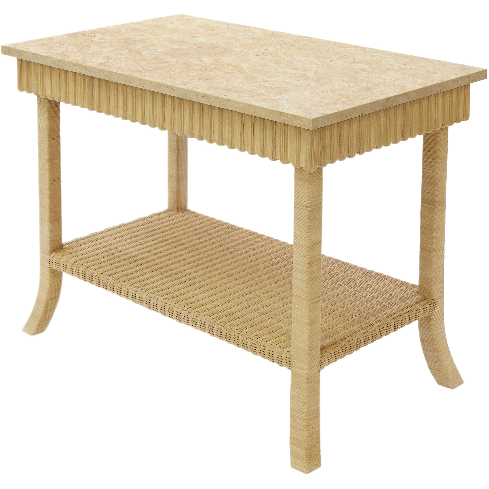 Eliza Marble Top Rattan Bar Table, Natural