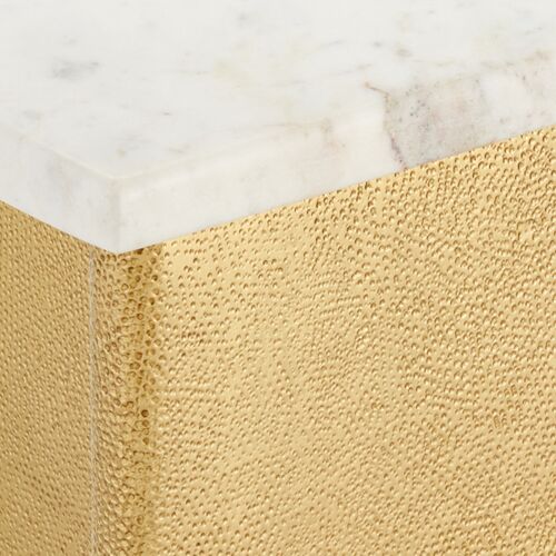 S/2 Doublet Marble Accent Tables, White/Antique Brass 2 S/2 Doublet Marble Accent Tables, White/Antique Brass