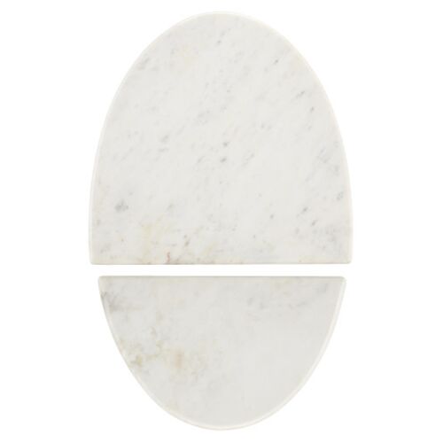 S/2 Doublet Marble Accent Tables, White/Antique Brass 3 S/2 Doublet Marble Accent Tables, White/Antique Brass