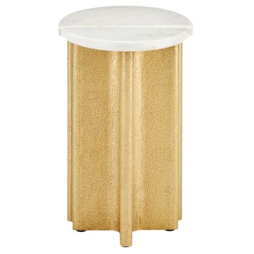 S/2 Doublet Marble Accent Tables, White/Antique Brass 6 S/2 Doublet Marble Accent Tables, White/Antique Brass
