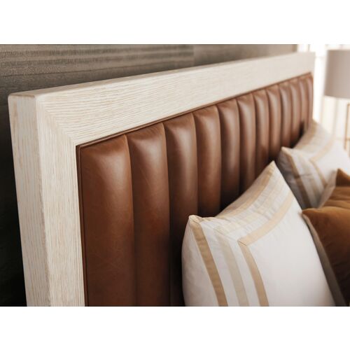 Carmel Cambria Upholstered Leather Bed, Winter-White/Brown 2 Carmel Cambria Upholstered Leather Bed, Winter-White/Brown