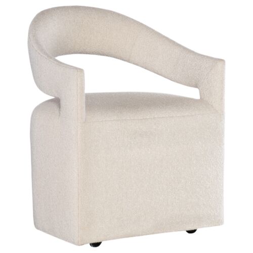 Modern Mood Rounded Open Back Upholstered Linen Arm Chair, Inverness Natural 1 Modern Mood Rounded Open Back Upholstered Linen Arm Chair, Inverness Natural