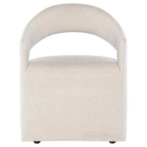 Modern Mood Rounded Open Back Upholstered Linen Arm Chair, Inverness Natural 3 Modern Mood Rounded Open Back Upholstered Linen Arm Chair, Inverness Natural