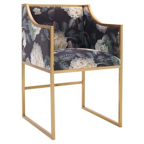 Abby Arm Chair, Black/Multi Velvet