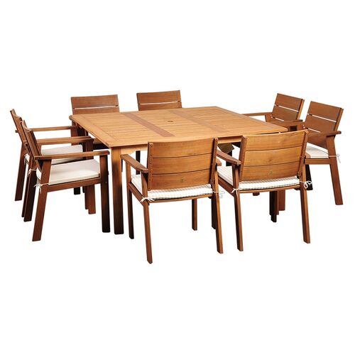 Nelson Eucalyptus 9Pc Outdoor Dining Set