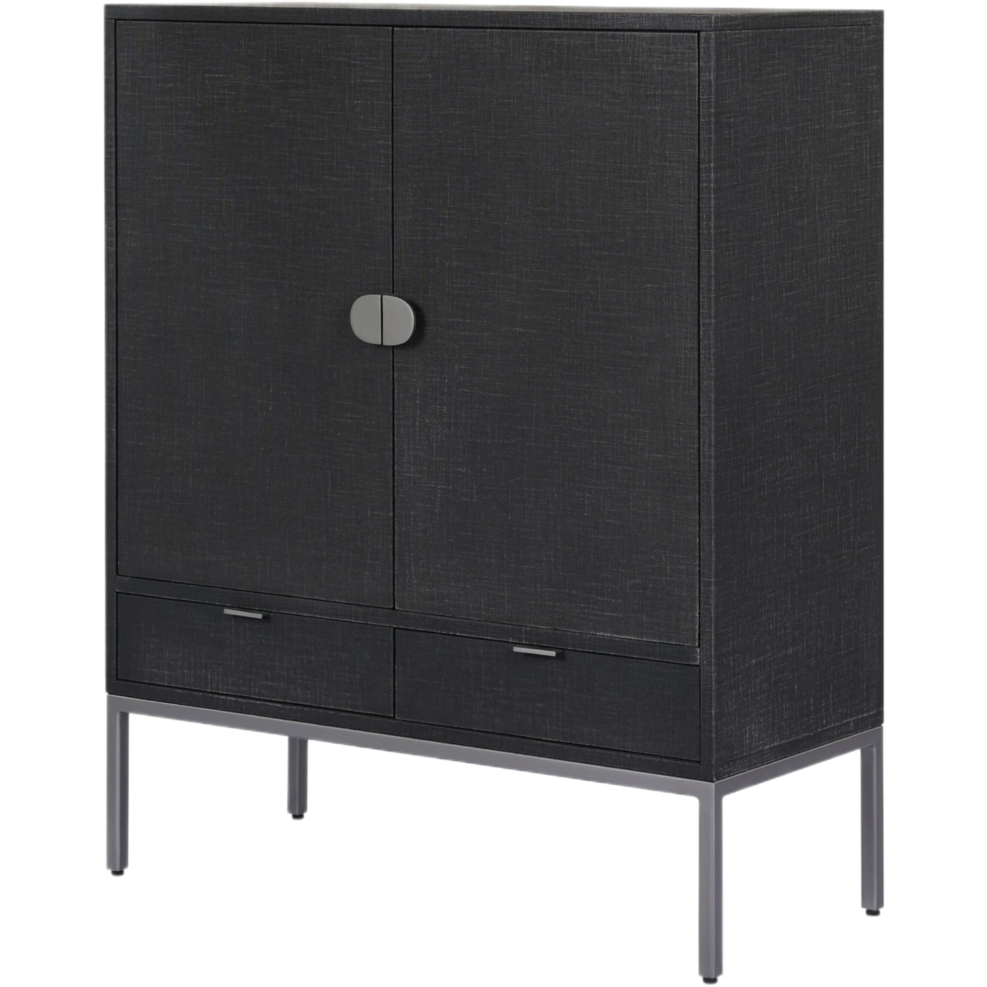 Aeris 2-Door 2-Drawer Painted Linen Bar Cabinet