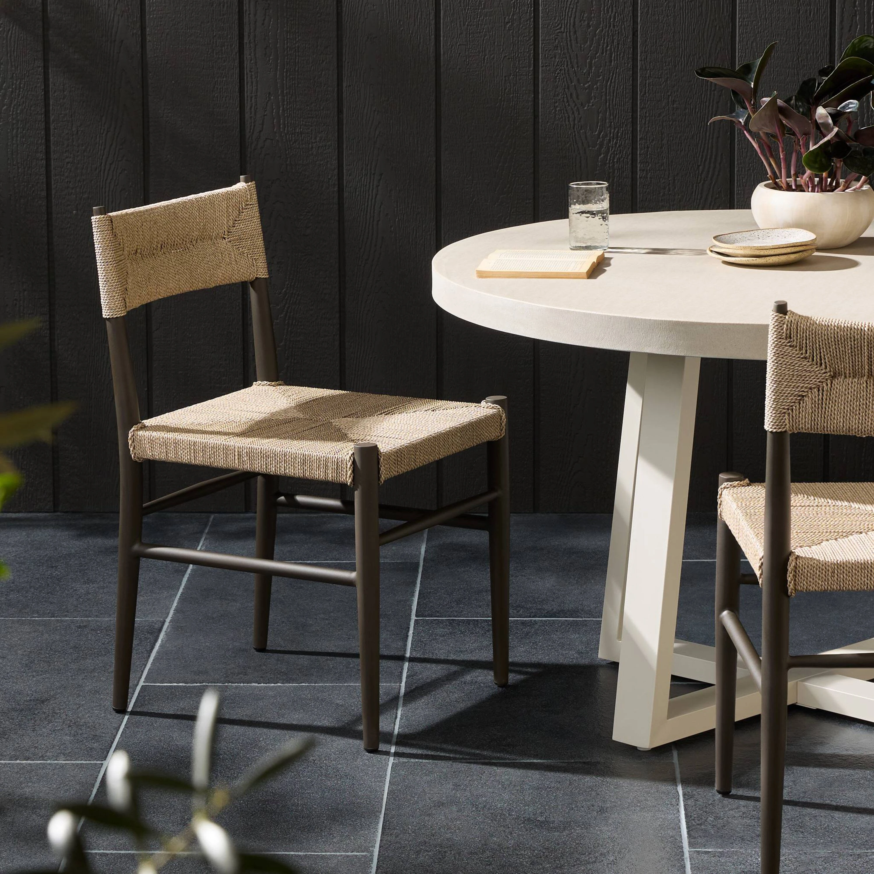 Mabel Outdoor Wicker/Iron Dining Chair, Textured Dune 2 Mabel Outdoor Wicker/Iron Dining Chair, Textured Dune