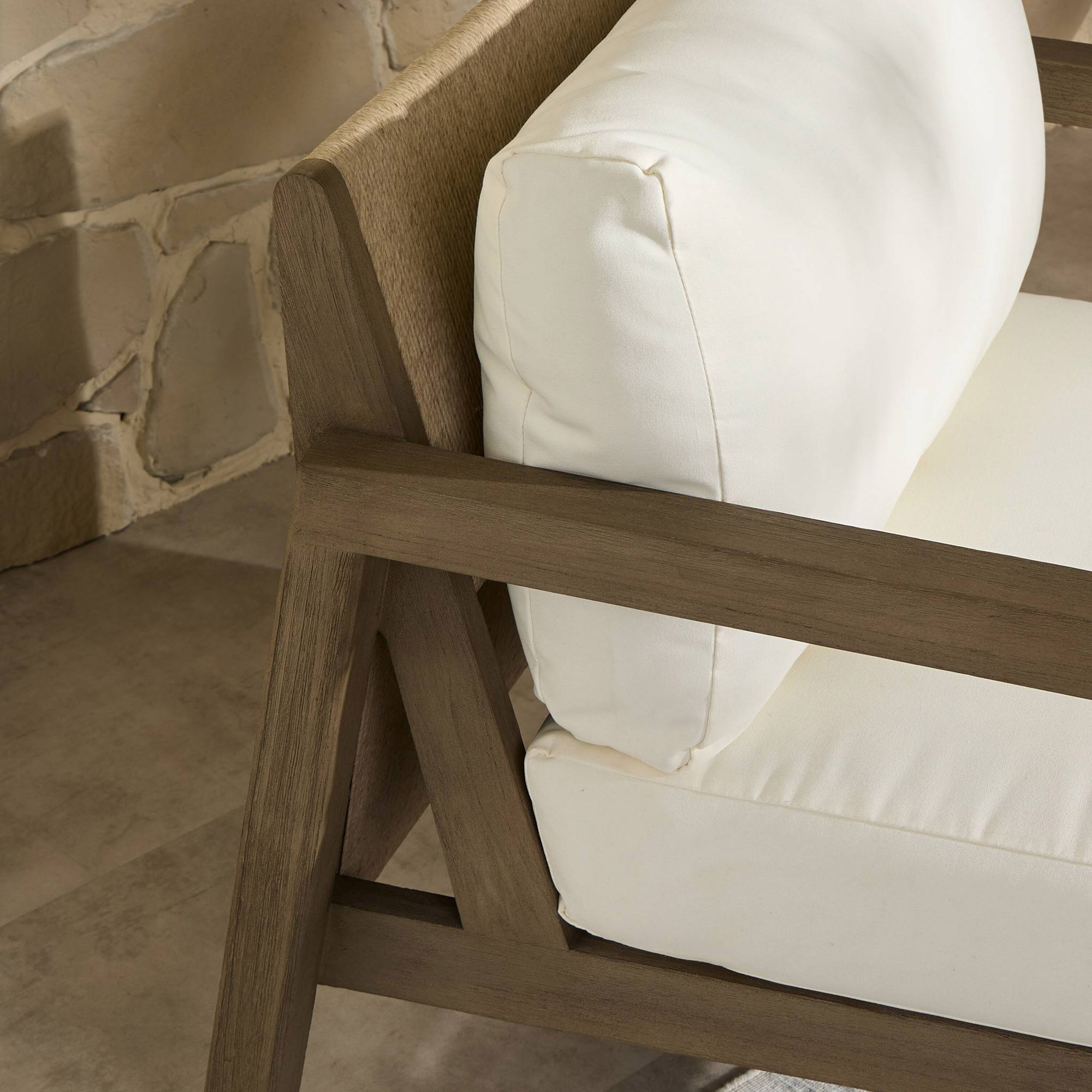 Lyraen Outdoor Woven-Back Teak Chair, Arashi Salt 14 Lyraen Outdoor Woven-Back Teak Chair, Arashi Salt