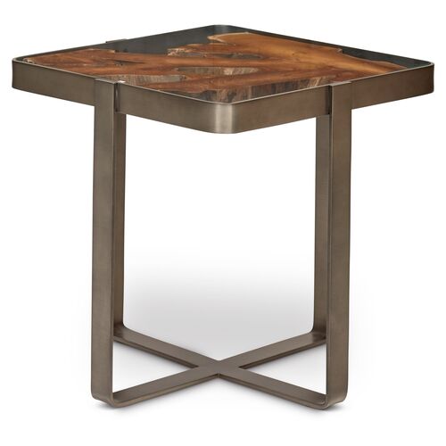 Candess Side Table, Teak/Gray 1 Candess Side Table, Teak/Gray