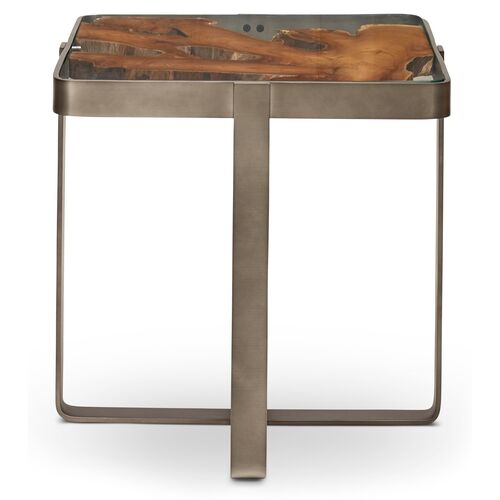 Candess Side Table, Teak/Gray 2 Candess Side Table, Teak/Gray
