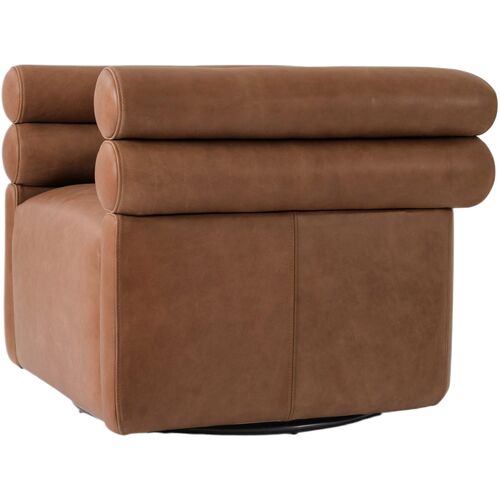 Ollie Leather Swivel Chair, Palermo Cognac 2 Ollie Leather Swivel Chair, Palermo Cognac