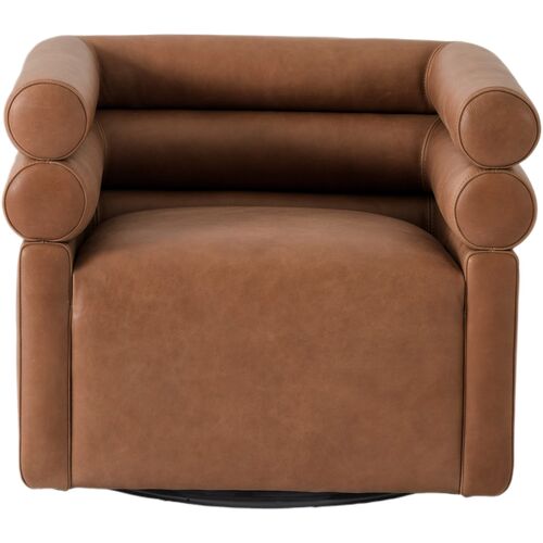 Ollie Leather Swivel Chair, Palermo Cognac 4 Ollie Leather Swivel Chair, Palermo Cognac