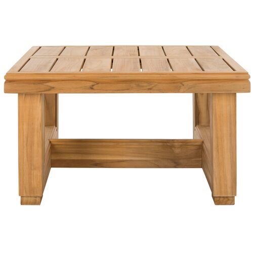 Finnian Outdoor End Table, Natural Teak 1 Finnian Outdoor End Table, Natural Teak