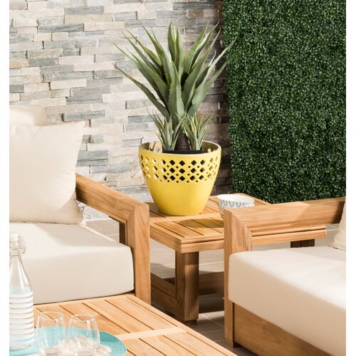 Finnian Outdoor End Table, Natural Teak 2 Finnian Outdoor End Table, Natural Teak