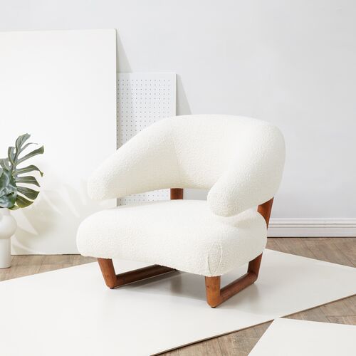 Alea Boucle Accent Chair, Ivory/Brown 3 Alea Boucle Accent Chair, Ivory/Brown