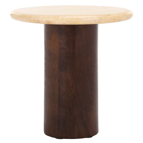 Emberly Accent Table, Dark Brown/Travertine 1 Emberly Accent Table, Dark Brown/Travertine