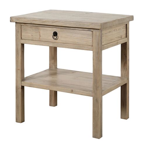 Althea 1-Drawer Side Table, Weathered Natural 1 Althea 1-Drawer Side Table, Weathered Natural