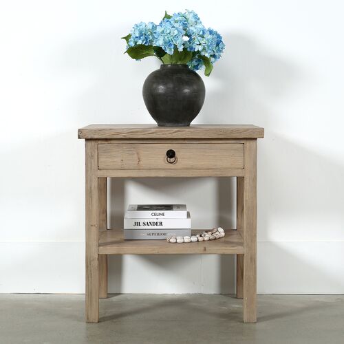 Althea 1-Drawer Side Table, Weathered Natural 2 Althea 1-Drawer Side Table, Weathered Natural