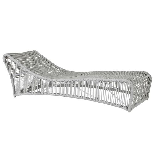 Dola Outdoor Aluminum/Rope Cushionless Chaise, Frost